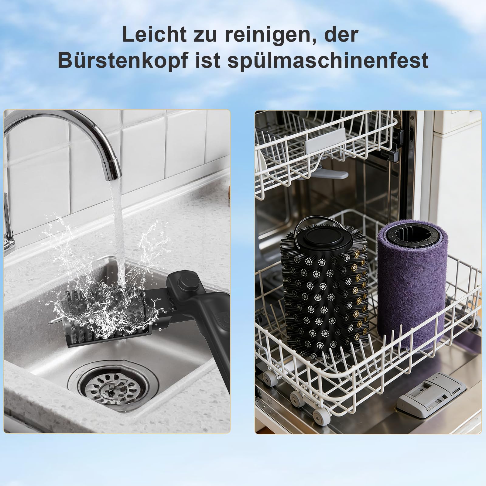 Elektrische Grillbürste Akku mit 180° verstellbarem Winkel, kabellos Wasserdicht Grillreiniger für Holzkohlegrill, Edelstahl Bürstenkopf, 3 Stufen Reinigung, BBQ Zubehör