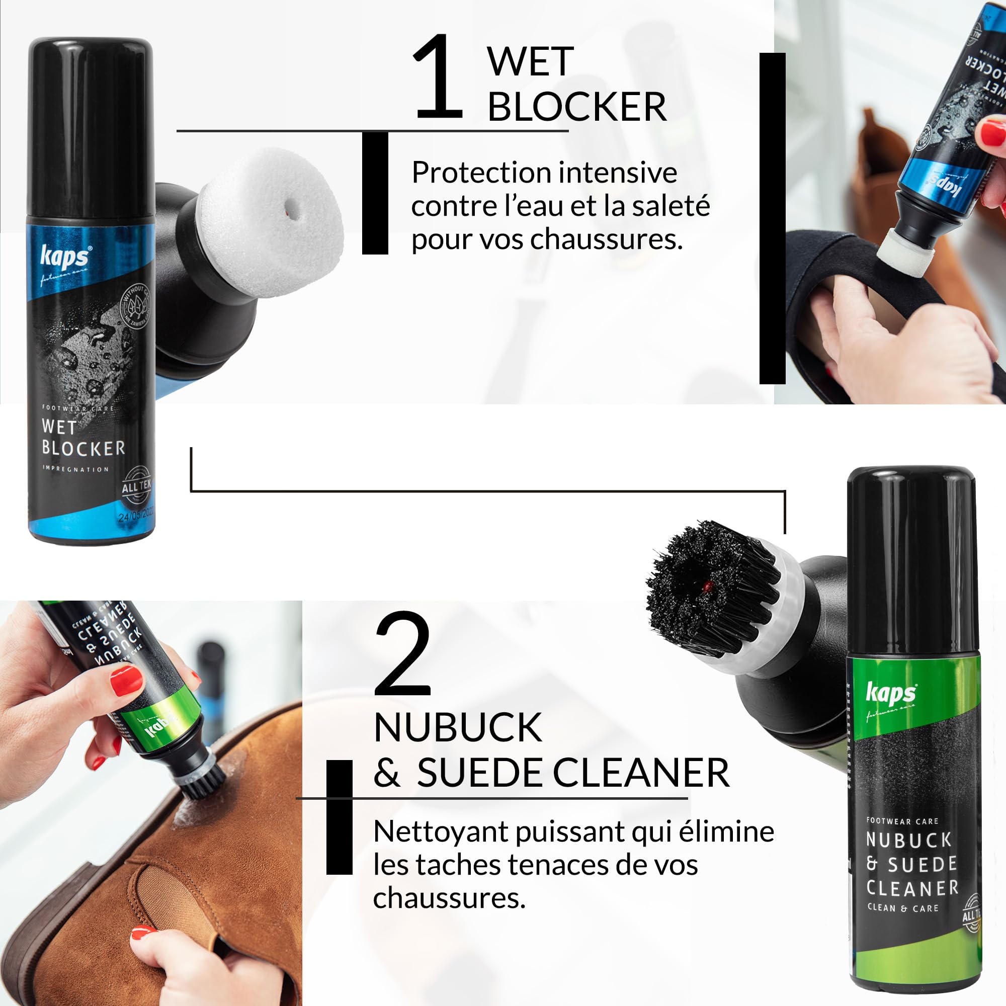 Kit Kaps Complet de Nettoyage et Entretien des Chaussures, Ensemble d'Entretien pour Bottes et Chaussures en Nubuck et en Daim, Kit de Nettoyage avec Boîte-Cadeau