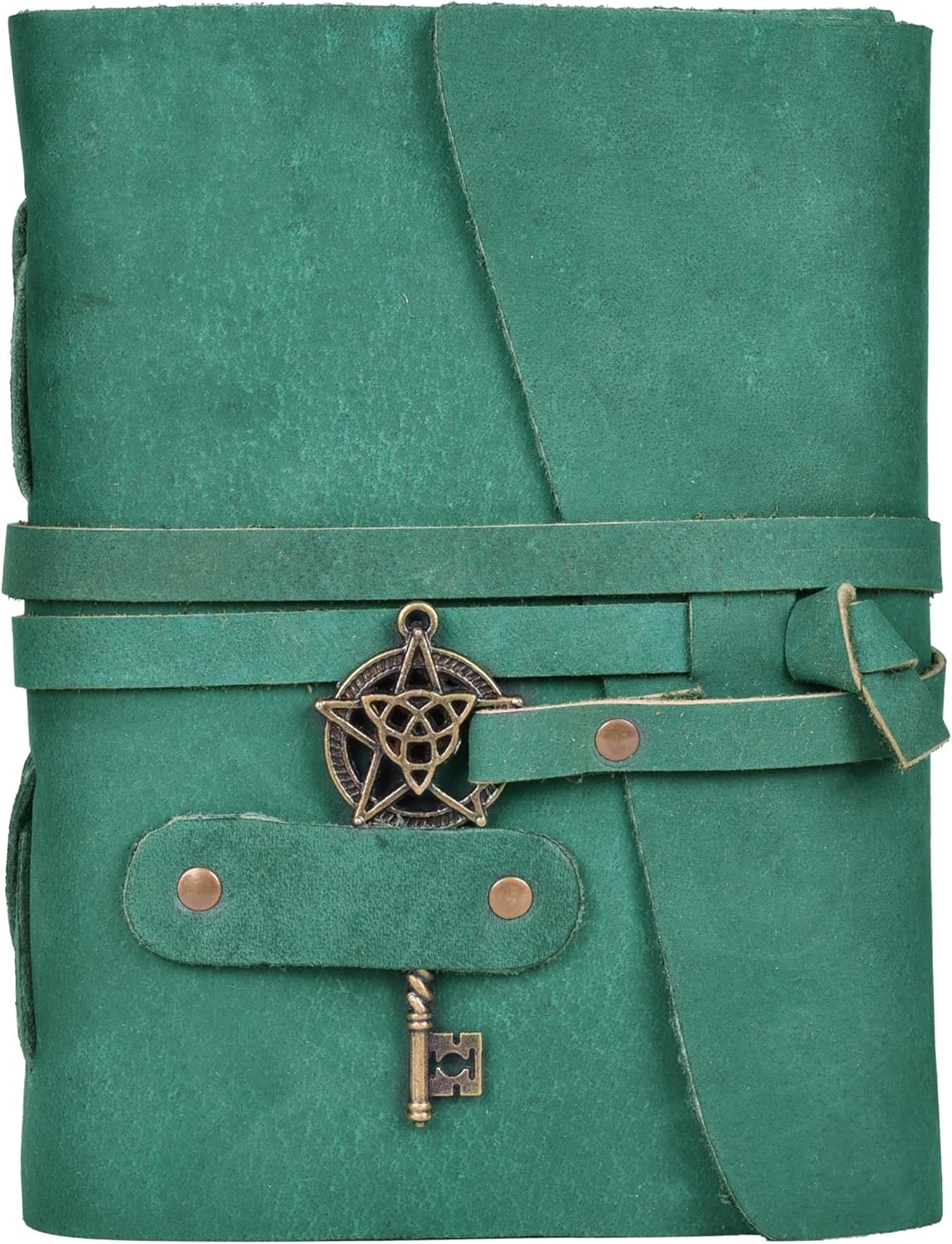 LEATHER VILLAGE Leather Bound Vintage Journal for Women & Men - 200 Pages of Handmade Deckle Edges Watercolor Paper - Antique Lock Closure - Book of Shadow - Turquoise - 7X5 Inches - Image 2