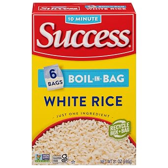 Success Boil-in-Bag Rice, White Rice, 21-Ounce Box, Pack of 1 | Precooked rice bag for quick and easy meals, stovetop or microwave, ready in 10 minutes, gluten-free, kosher, non-GMO