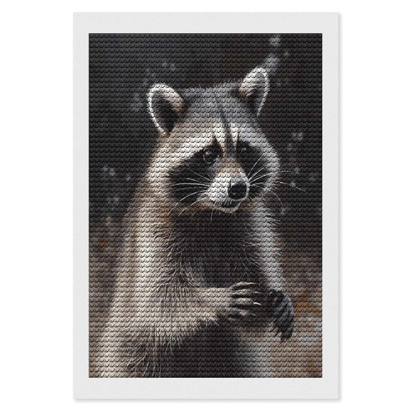 JTREHY Raccoon Diamond Art Kits Personalized DIY Round Diamond Painting Kits for Beginner Full Drill Diamonds Dots Paintings for Adults Gem Art Crafts Home Decor