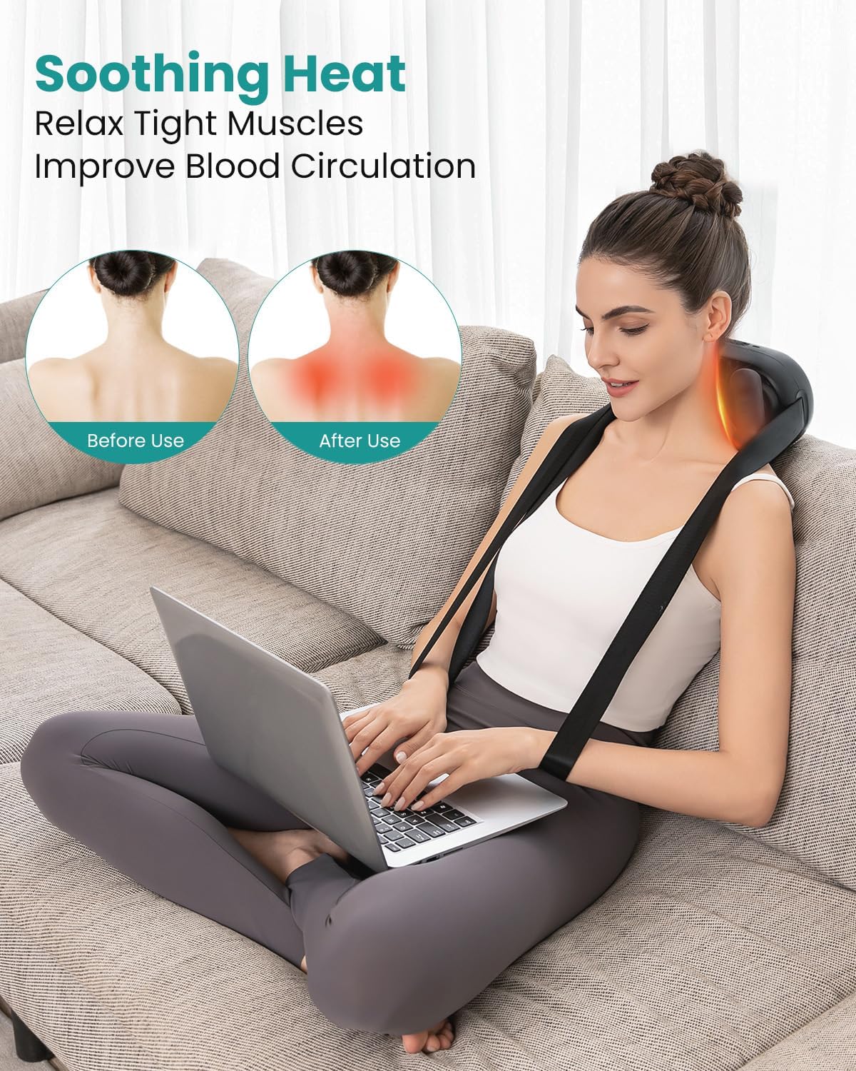 Nekteck Shiatsu Neck Massager with Heat, Cordless 6D Back Shoulder Kneading Massage Pillow, Body Muscle Relaxation Tools for Pain Relief Deep Tissue, FSA Eligible Gifts for Mom Dad Men Women