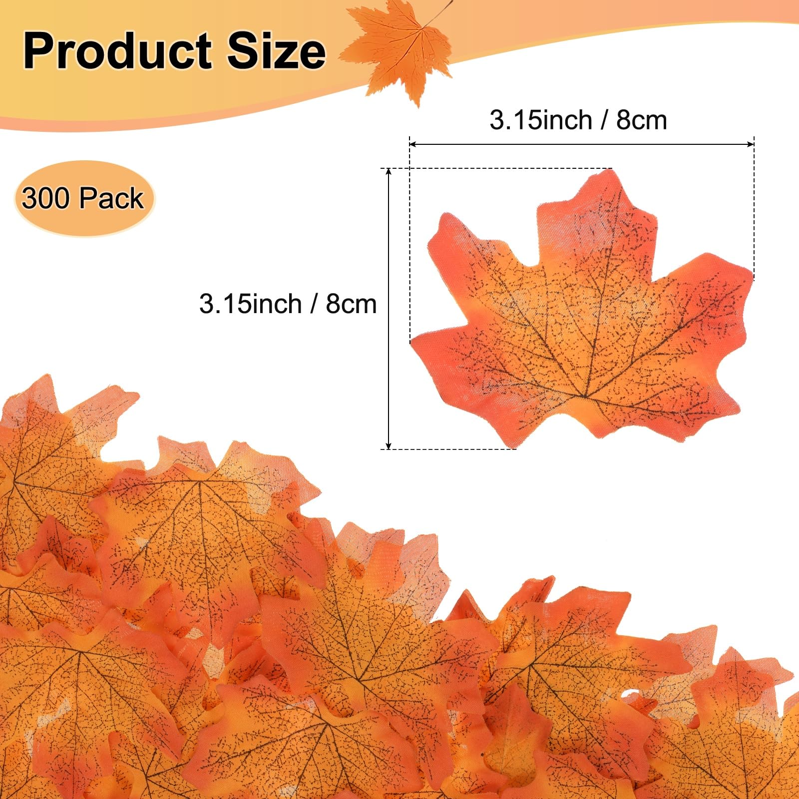 M METERXITY 300-Pack Artificial Maple Leaves - Image 3