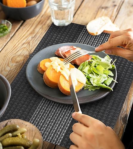 Miniatura 5 de Vinjiasin Juego de 4 manteles individuales con lentejuelas color marrón claro para interiores y exteriores, lavables, duraderos, resistentes al