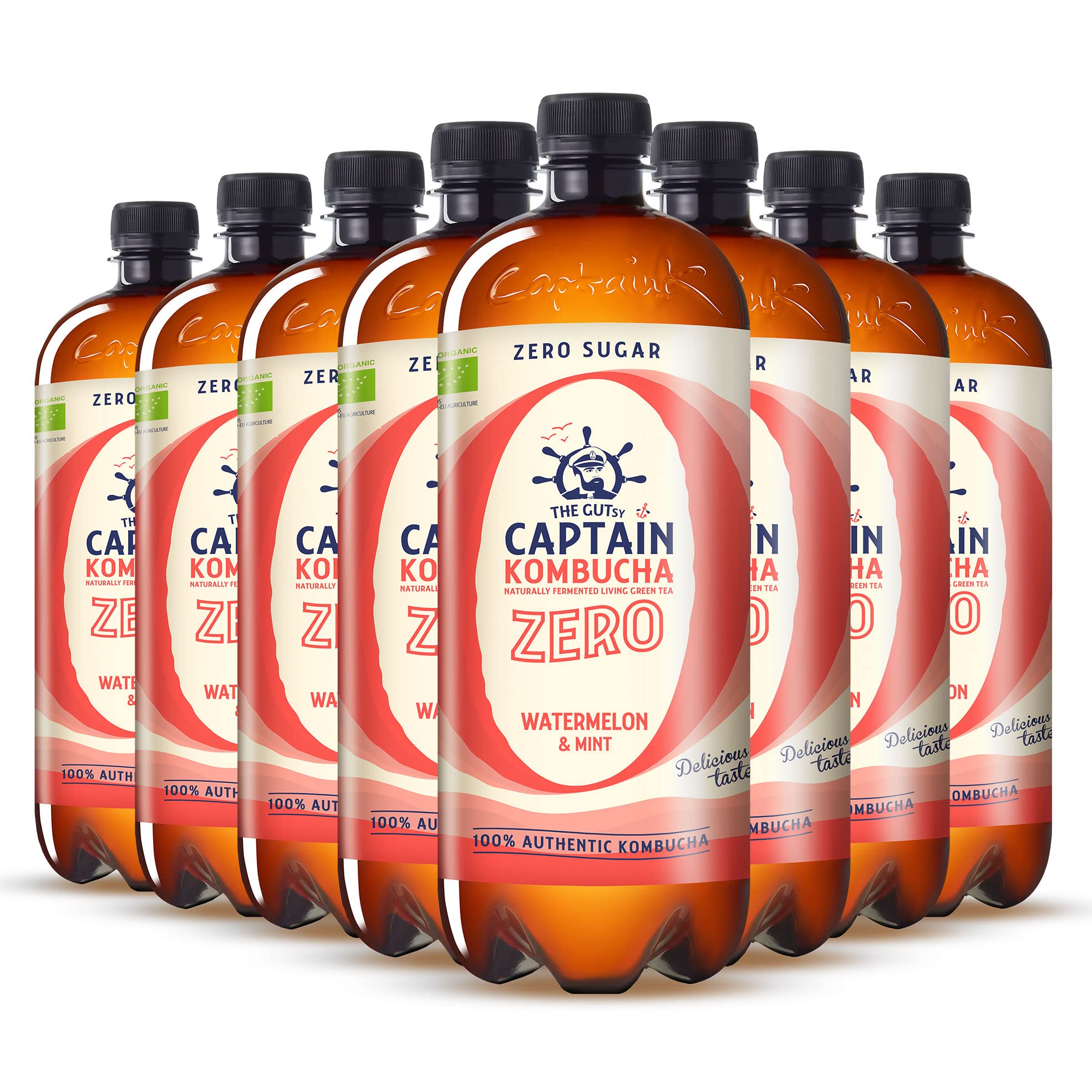 The Gutsy Captain Kombucha ZERO - Te Kombucha, ZERO zucchero, ZERO calorie, Raw Vegan - 8 x 1000 ml (MixBox)