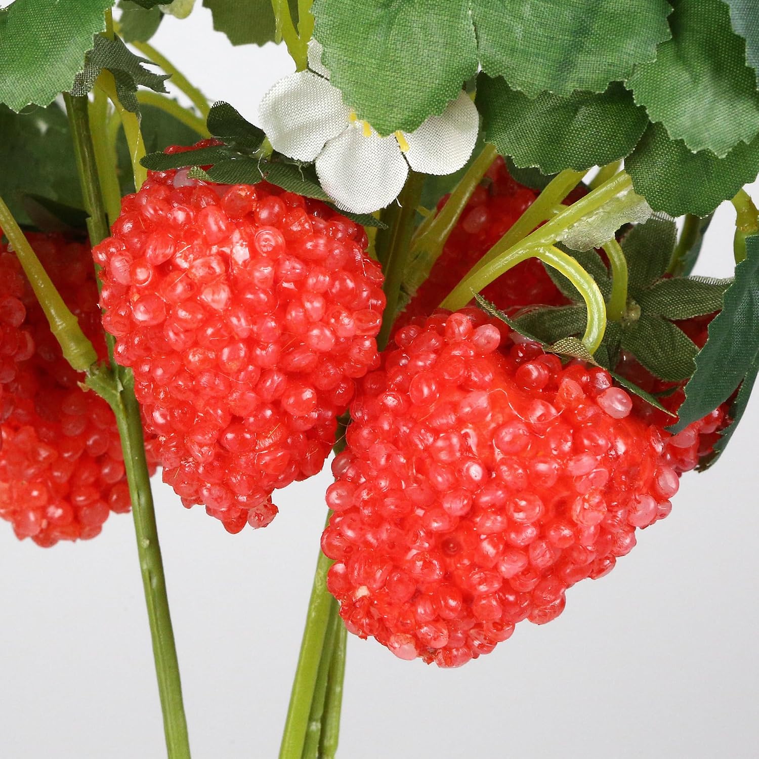 10PCS Artificial Strawberry Stems - Faux Strawberries Fruit Flowers, Red Realistic Fake Plant Branches for Photography Props, Home Kitchen Decor, Wedding Party, Summer Vase Arrangements, Centerpieces