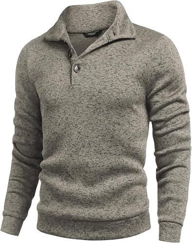 COOFANDY Herren Casual Slim Fit Pullover Sweater Strick Thermo Sweatshirt Khaki 