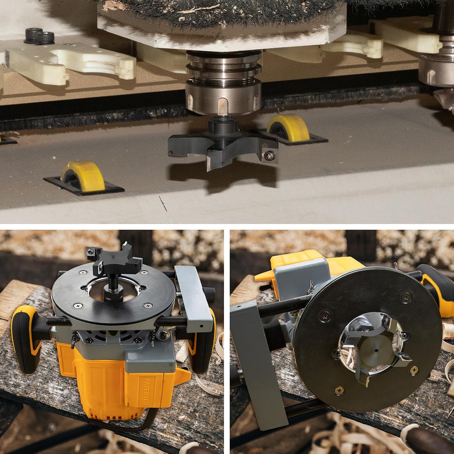 Slab Flattening Router Bit 1/2 Shank, 4-Wing, 3" Cutting Dia, Insert Carbide CNC Spoilboard Surfacing Router Bit, Wood Planer Planing Bit for Flycutter/ Slab Leveler/ Rabbeting by DEEFIINE(Black)