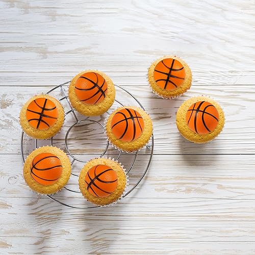 Miniatura 6 de Gyufise 10 adornos de baloncesto para tartas de baloncesto 3D, decoraciones para deportes, baby shower, cumpleaños, eventos, fiestas, suministros de
