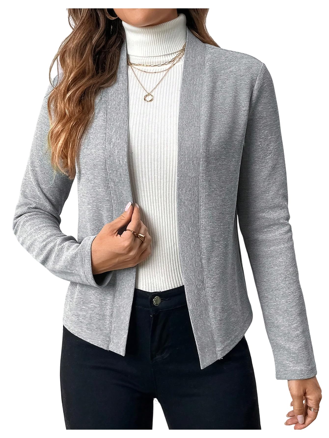 SHENHE Womens Open Front Cardigan Casual Lightweight Fashion Knit Cardigan Sweater