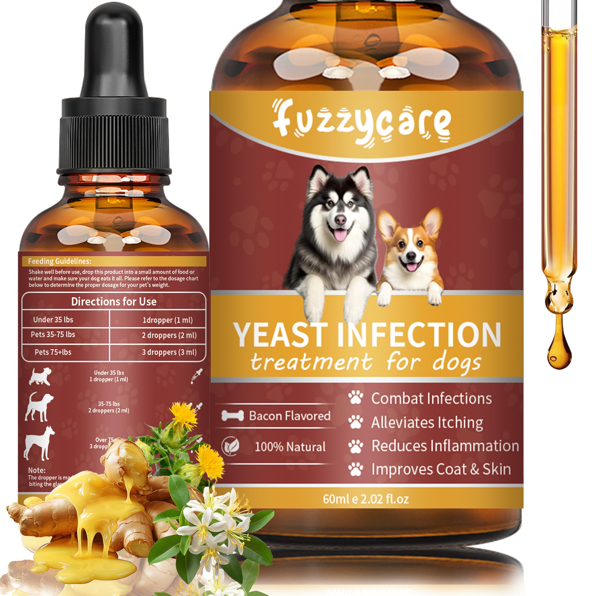 Natural Yeast Infection Treatment for Dogs, Dog Ear Infection Treatment & Dog Yeast Infection Treatment, Ear Infection Treatment for Dogs Help Supports Allergy, Itch & Inflammation Relief