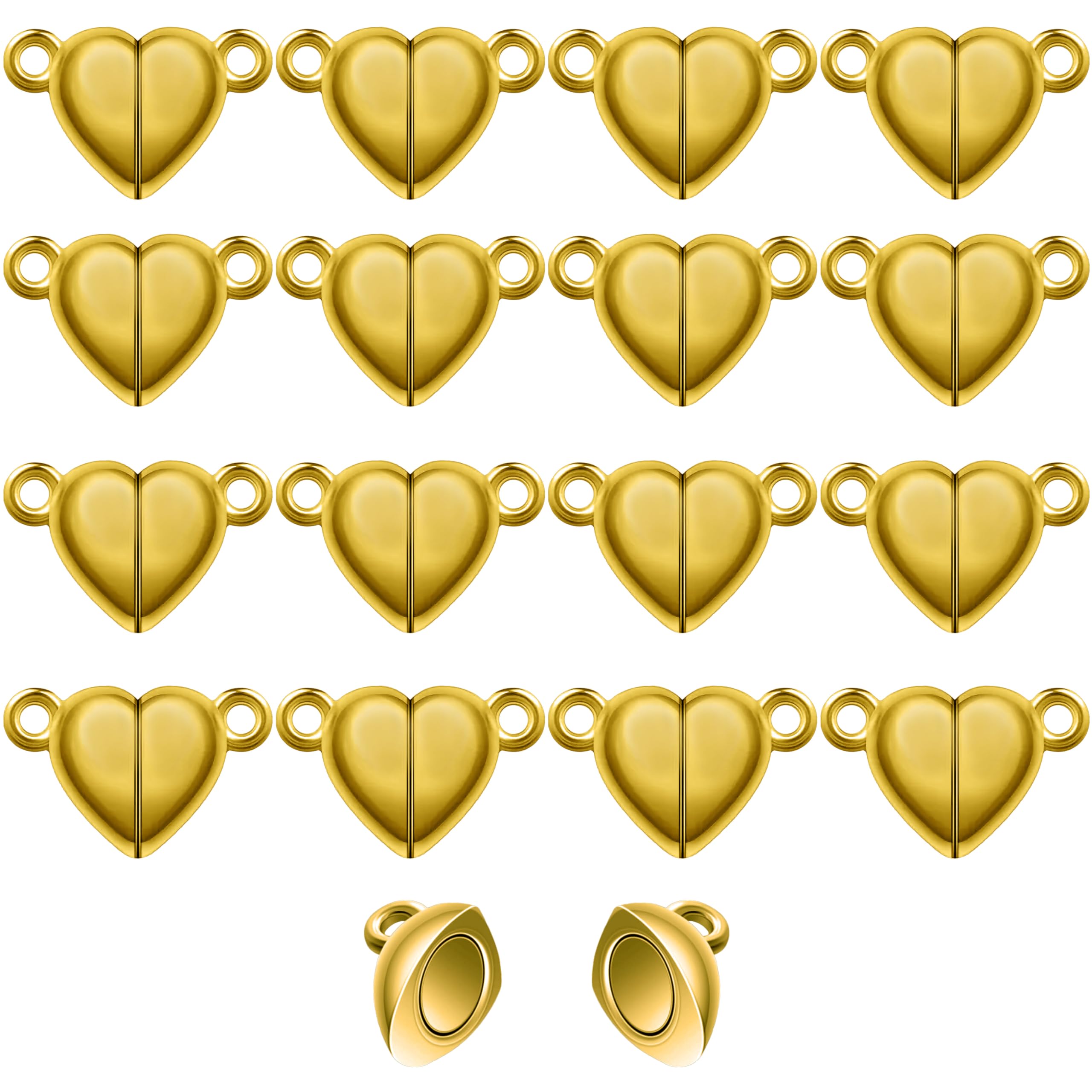 INDIKONB Magnetic Heart Charms 16 pcs Beads for Couple Bracelets | Love Forever Friendship Charms | Beads for Couple Jewelry Making, Love Couple Charms | Perfect for DIY Friendship Bracelets (Gold)