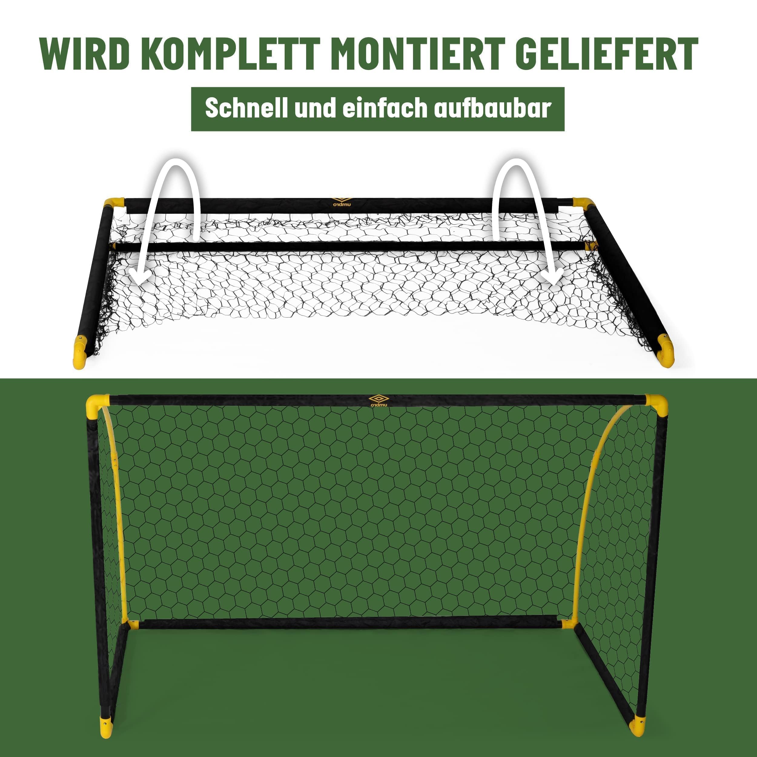 Umbro Porta da calcio in metallo, attrezzatura da allenamento per tutte le età, facile da montare, nero/giallo