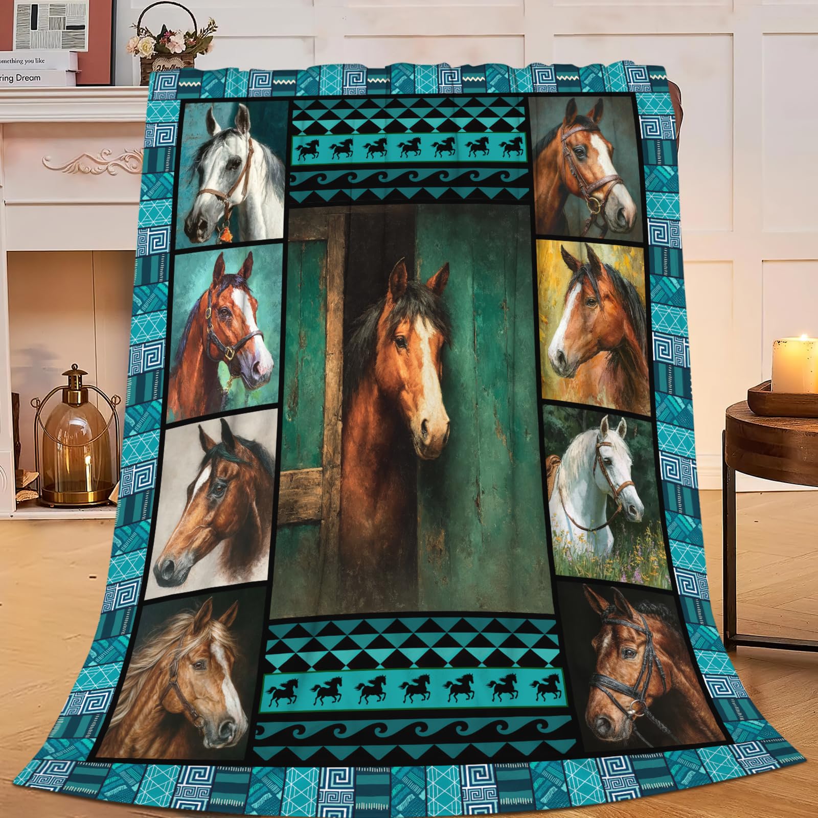 Horse Throw Blanket Horse Stuff Gifts for Kids Girls Boys Adults Women Men Soft Cozy Warm Plush Fluffy Fuzzy Fleece Blanket Decor 40''X50''