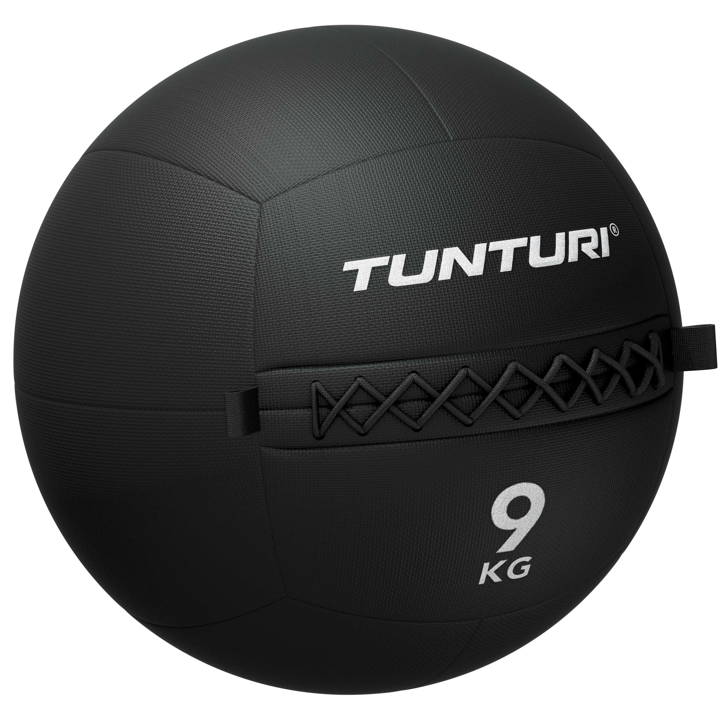 Tunturi Platinum Wall Ball – 9 kg – Nero – App Fitness inclusa