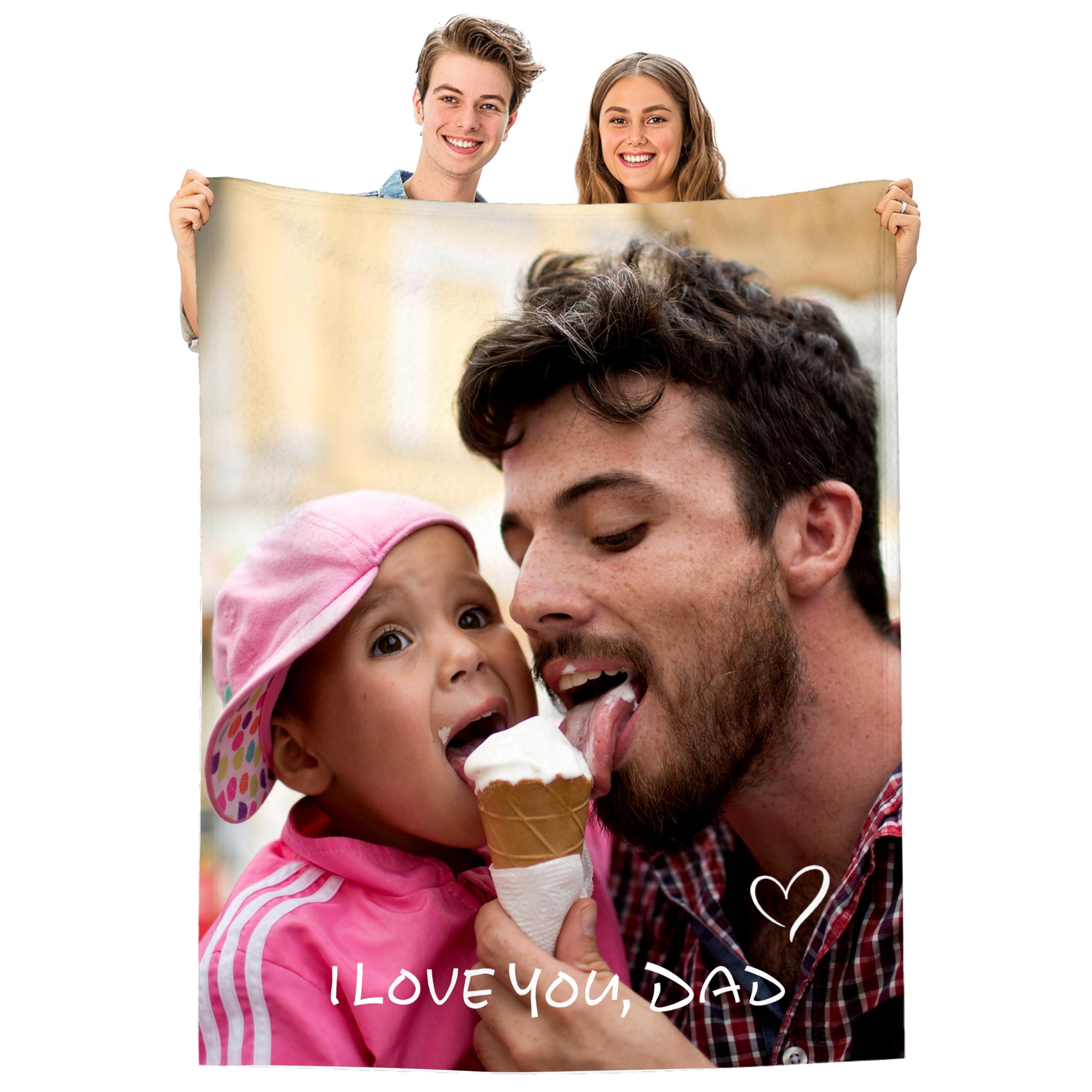 WarmHugs Custom Photo Blankets, Personalized for Dad, Mom, Family & Friends