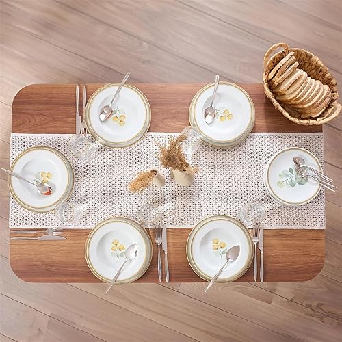 Miniatura 2 de Camino de mesa crema hecho a mano color crema camino de mesa de comedor de 14 x 57 pulgadas camino de mesa de algodón rústico estilo granja camino