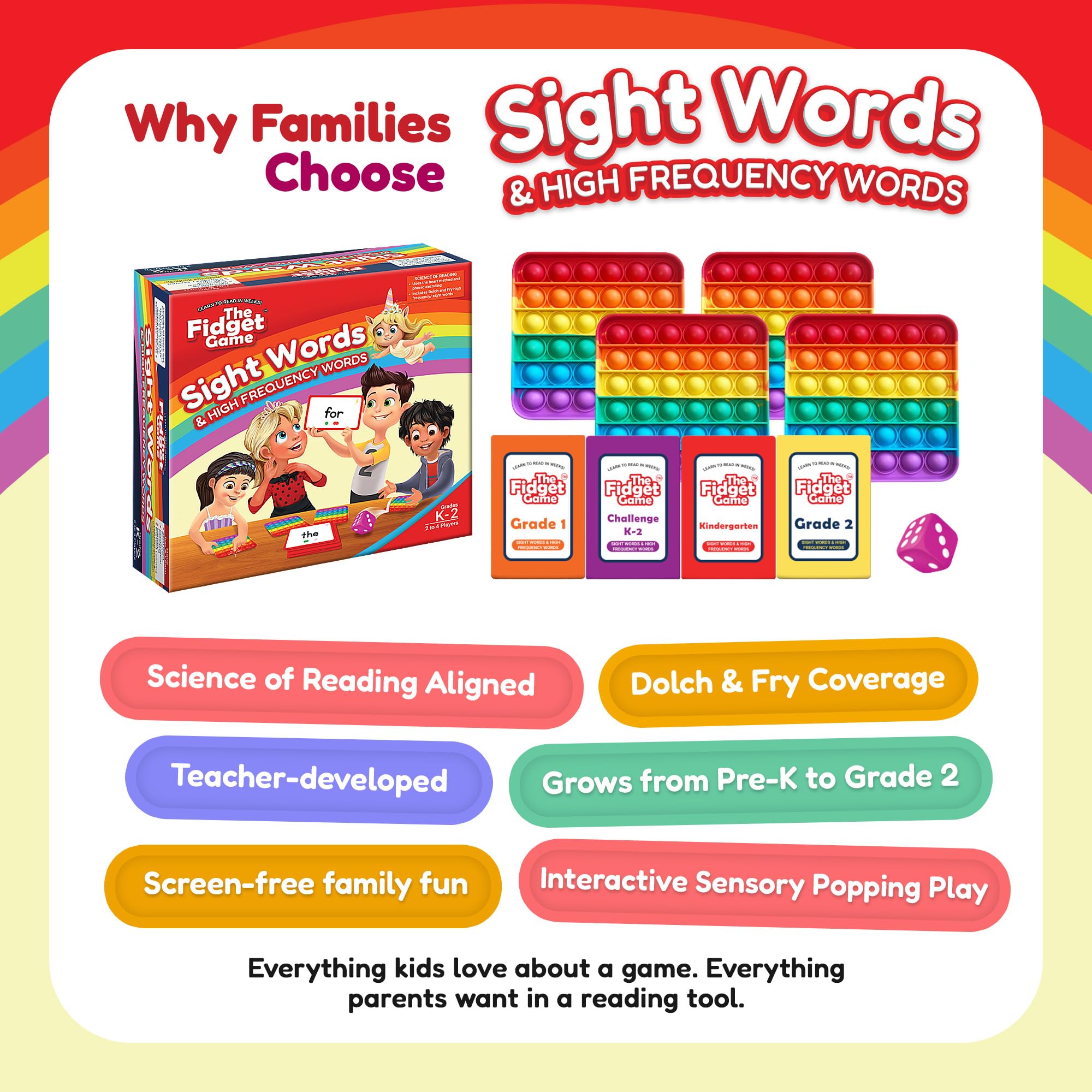 The Fidget Game Sight Words Game, Reading Flashcards and Pop Fidget Toys — Amazon image 8