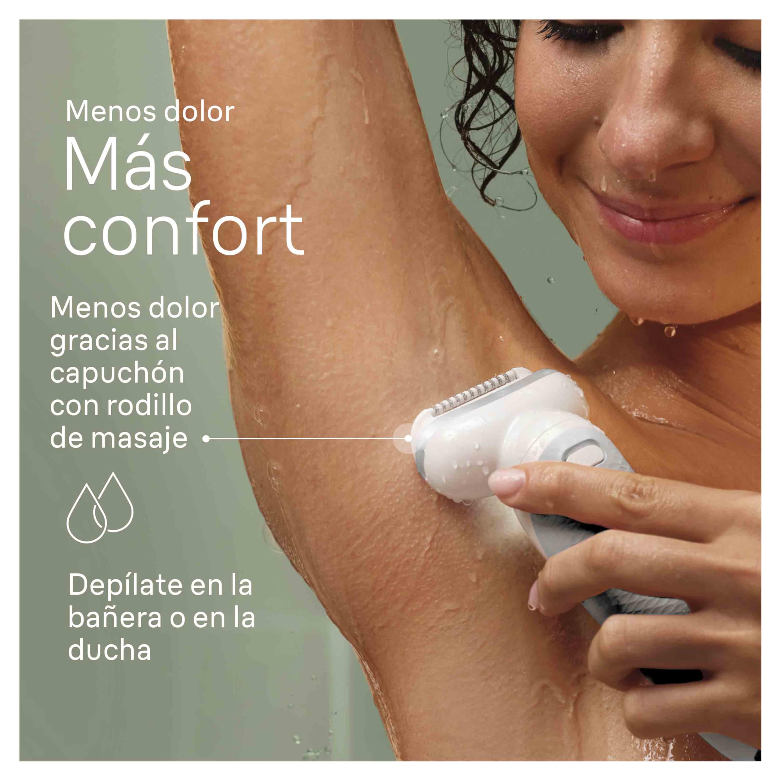 Braun Silk-épil 9, Depiladora Eléctrica Mujer Para Una Eliminación Del Vello Fácil, Depilación En Seco Y En Mojado, Con Cabezal De Rasuradora, Piel Suave Duradera, 9-041, Blanca/Plateada