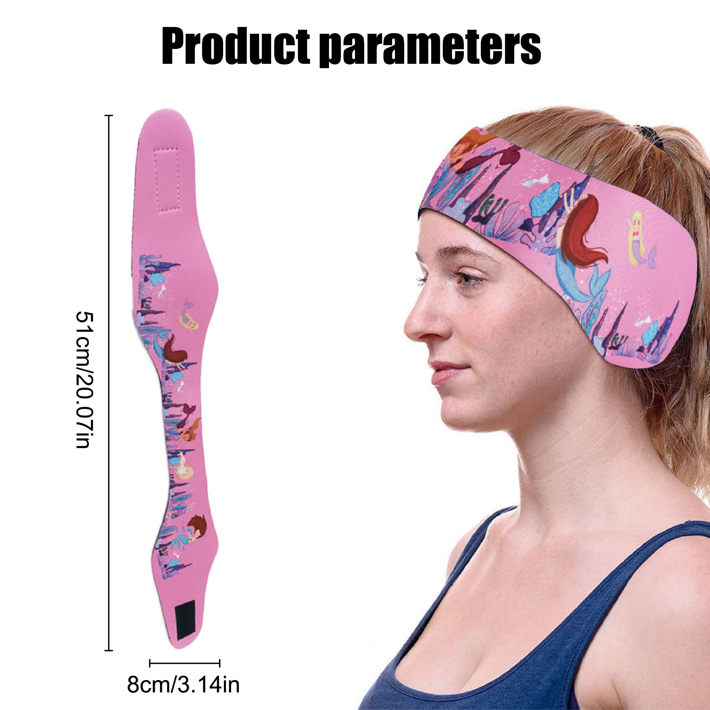 Bandeau de Natation Enfant, Protection d'Oreilles pour Bain et Sport, Équipement de Sports Nautiques et de Surf Élastique Réglable (Rose)