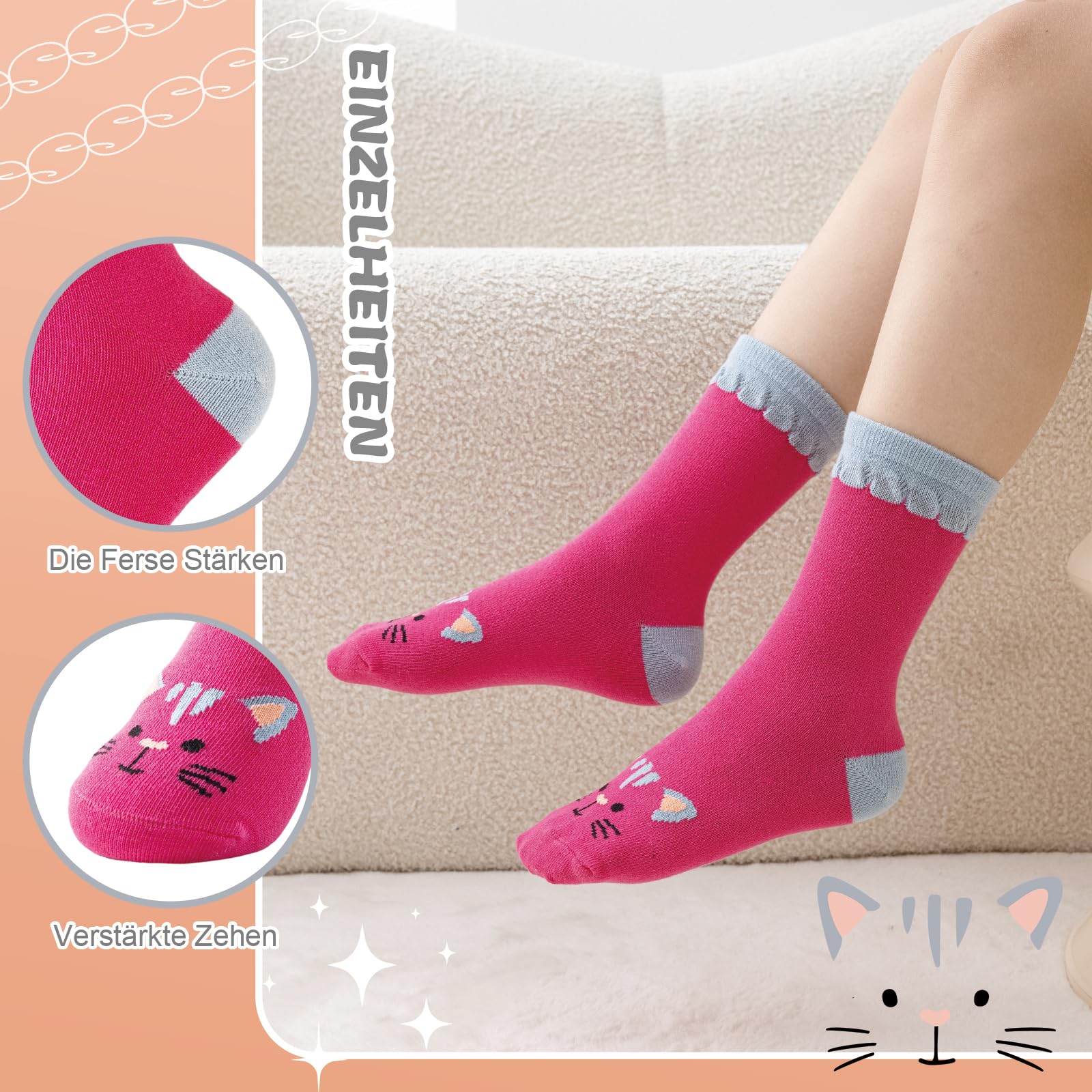 Cirorld Calze Bambina Calzini Fantasia per Bambino Cotone Calzini Divertenti Ragazza Unicorno Sirena Calzini Animali Cartoni, 2-11 Anni, 6 Paia