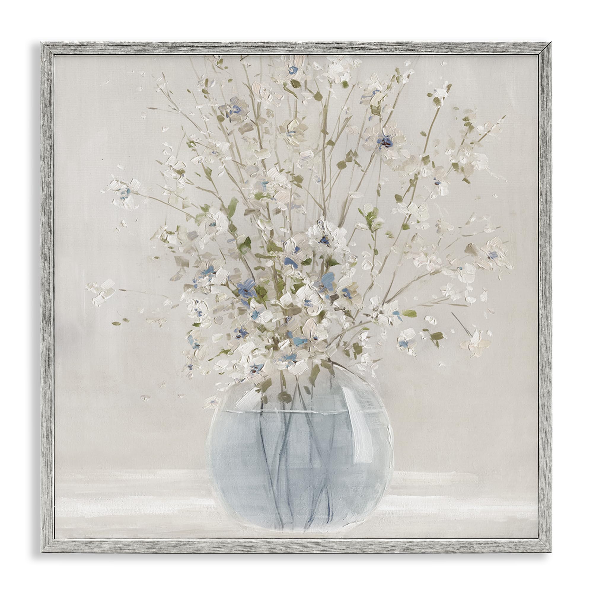 Stupell Industries 'Serene Glass Vase Bouquet', Framed Giclee Art, Gray, 24 x 24 Inches, Easy to Hang and Sturdy, Made in USA, by Carol Robinson