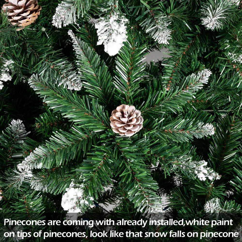 LALAHO Sapin de Noël Artificiel de 150 cm, Arbre de Noël avec 700 Pointes de Branche - Matériau PVC Ignifuge avec Pied en Métal et décoration de Pomme de pin, Vert