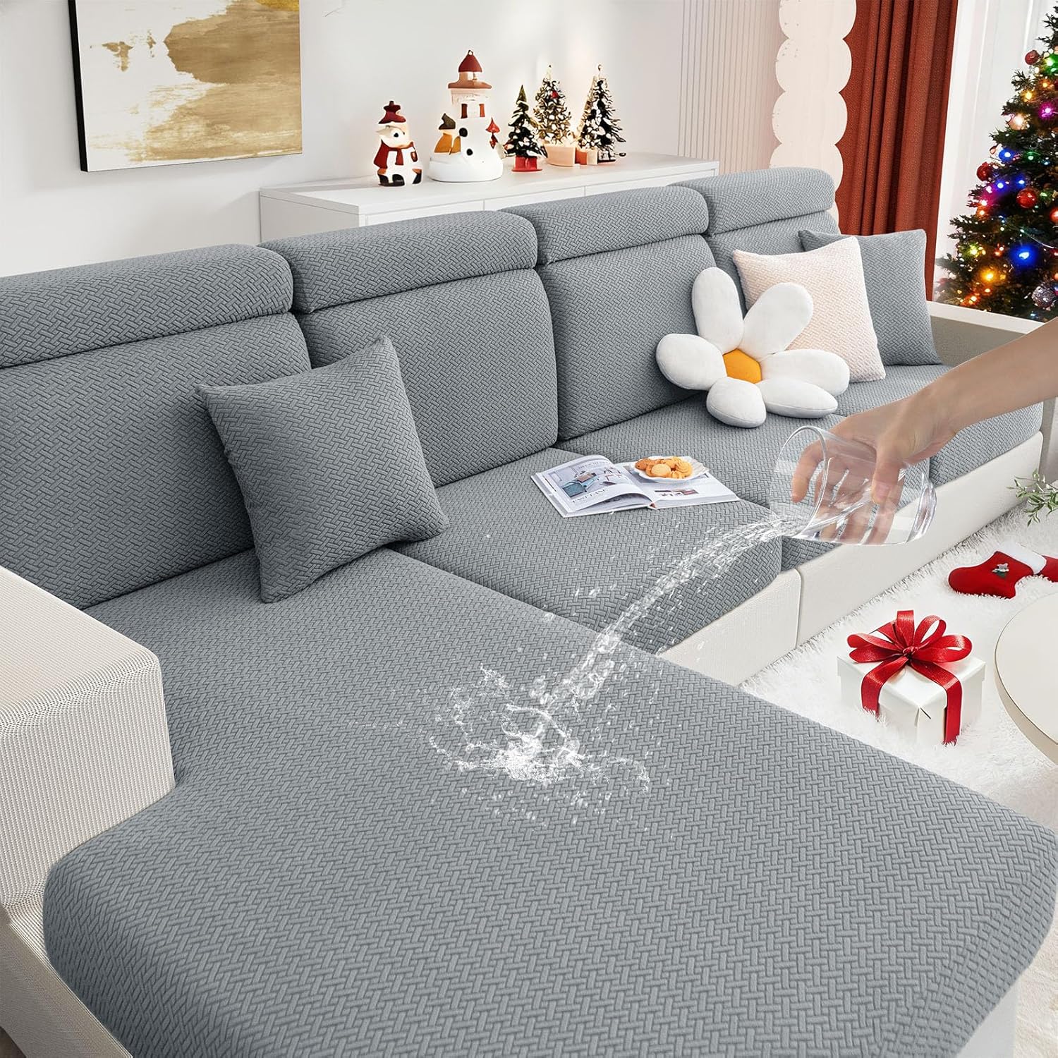 hyha Fundas de cojín impermeables para sofá, resistentes al desgaste, fundas de sofá antideslizantes, lavables, suave y grueso, protector de muebles