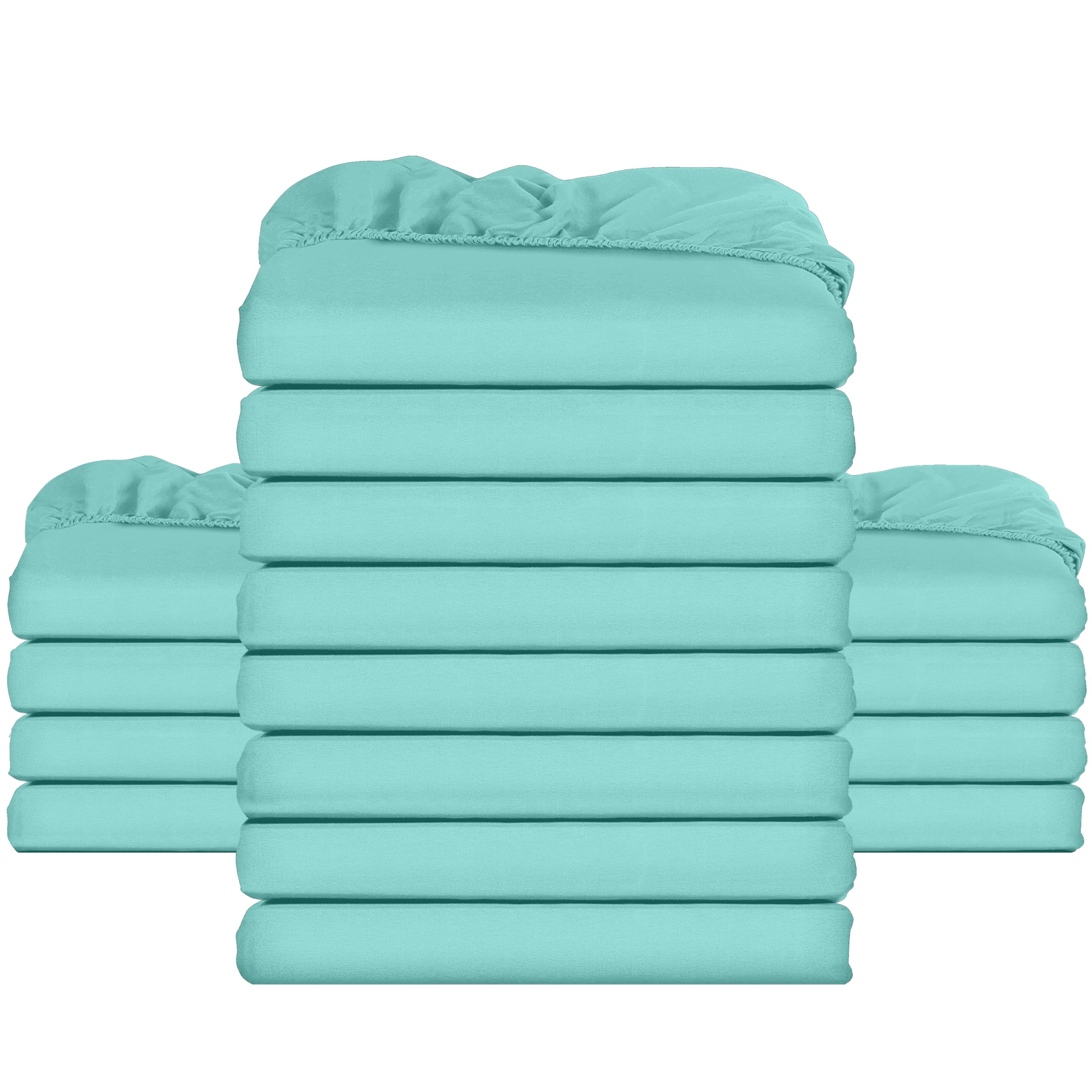 Utopia Bedding Fitted Sheet Bulk Pack of 16 Pieces - Super King, Spa Blue - Deep Pocket - Easy Care Soft Brushed Microfibre Fabric - Shrinkage and Fade Resistant - Bottom Sheet