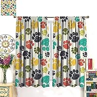 Vista 111 de Cortinas opacas con estampado de patas de perro, estampado de patas de perro y huesos, tratamiento de ventana, cortinas con aislamiento térmico