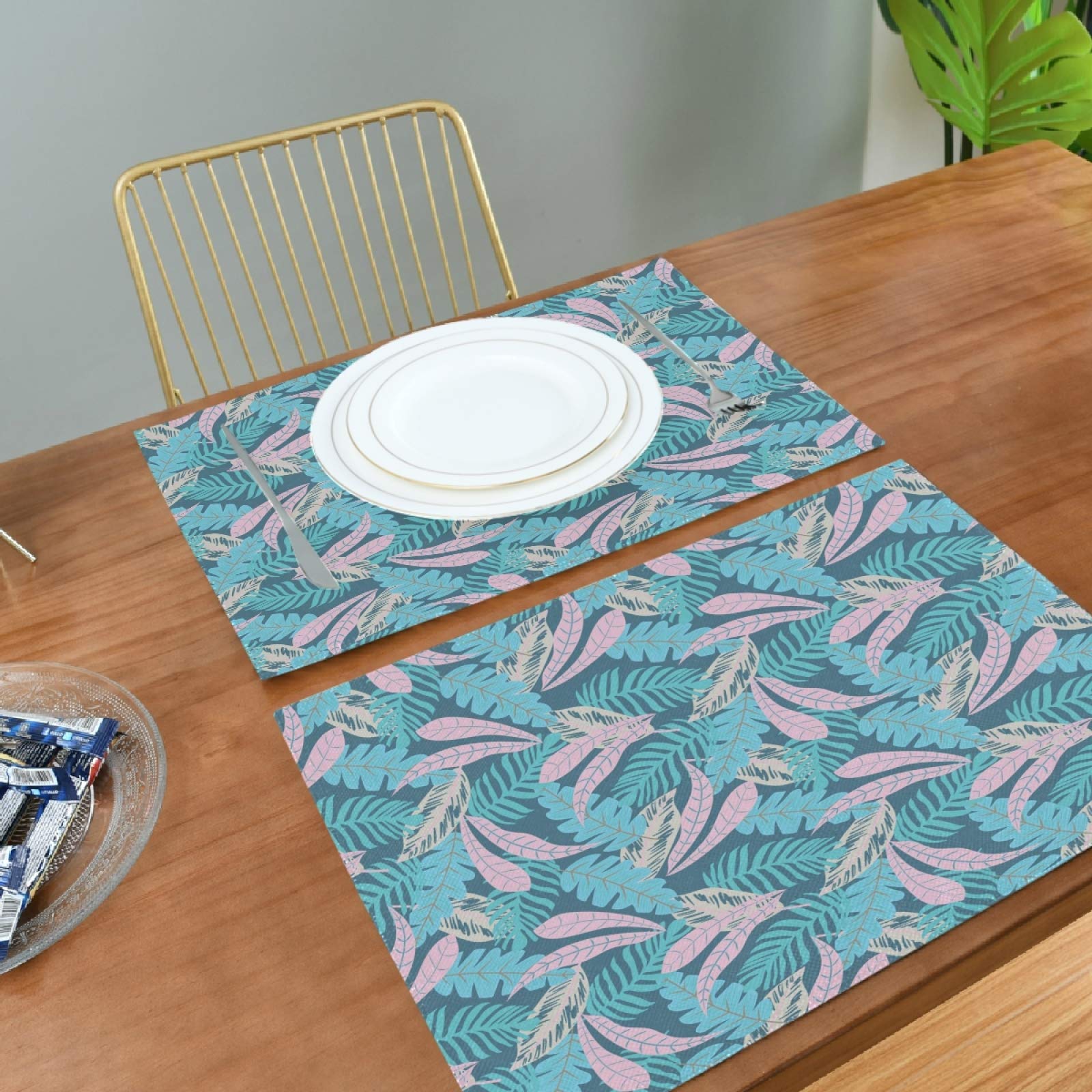 Teal Blue Placemats And Coasters Trees Rectangular Dining, 53 OFF