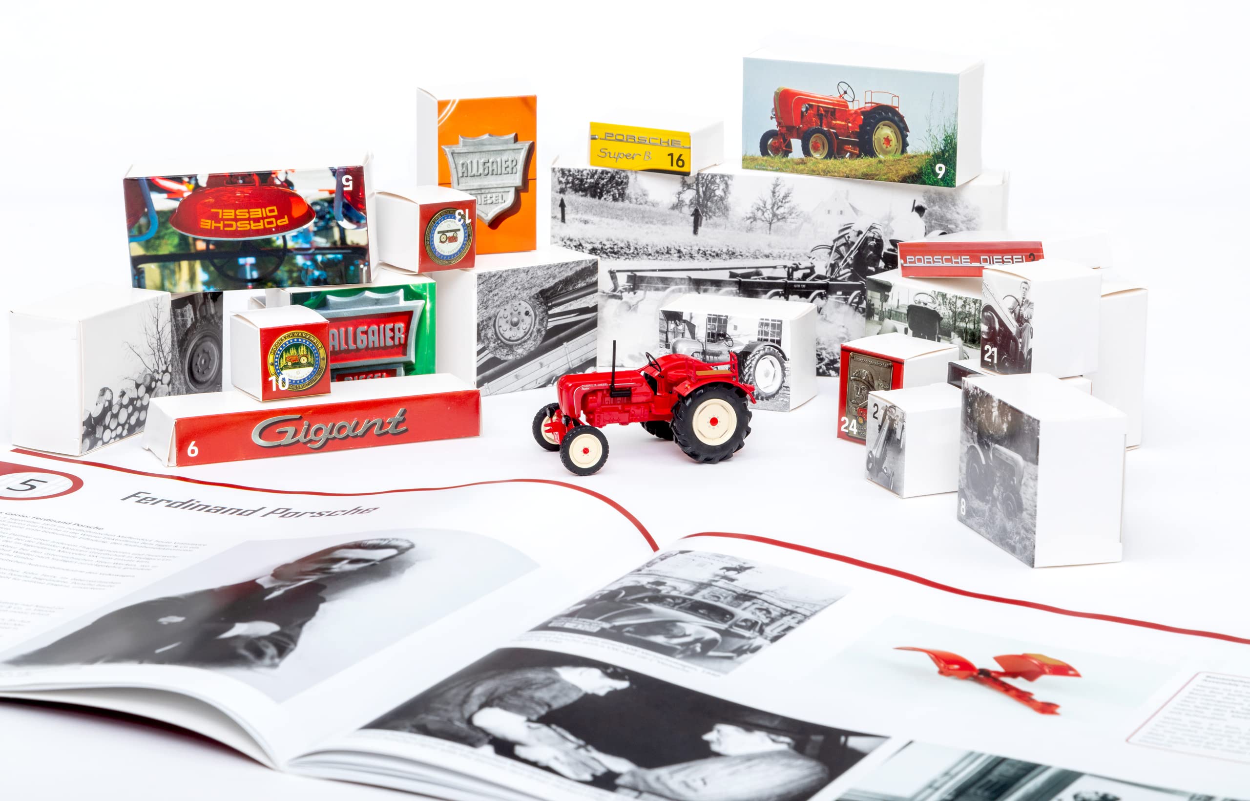 FRANZIS 67067 Porsche Oldtimer-Traktor Adventskalender 2019 | in 24 Schritten zum Porsche Master 419 unterm Weihnachtsbaum | Für Sammler und Modellbau-Liebhaber | Ab 14 Jahren