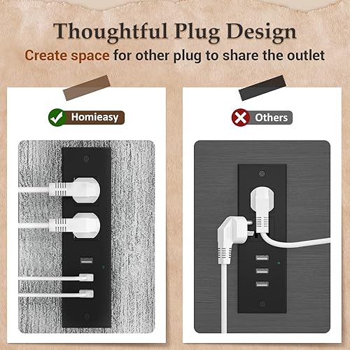 Miniatura 5 de Homieasy Mesa auxiliar con estación de carga, mesa auxiliar cuadrada de 20 pulgadas con puertos USB y tomas de corriente, mesita de noche negra con