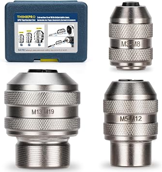 3 Piece Tap Socket Set for Ratchet Wrench | 1/4" 3/8" 1/2" Drive, Fits Taps, Reamers, Extractors with Square Shank, M3-M19, Cr-Mo Steel