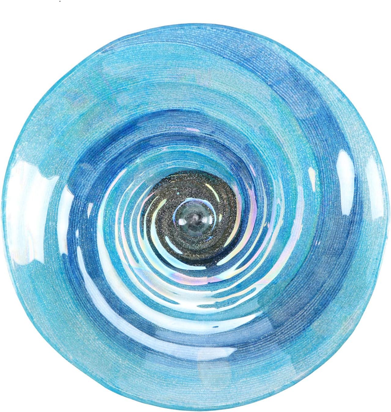 VCUTEKA Outdoor BirdBath Glass Bird Bath Garden Bird Feeder with Metal Stake