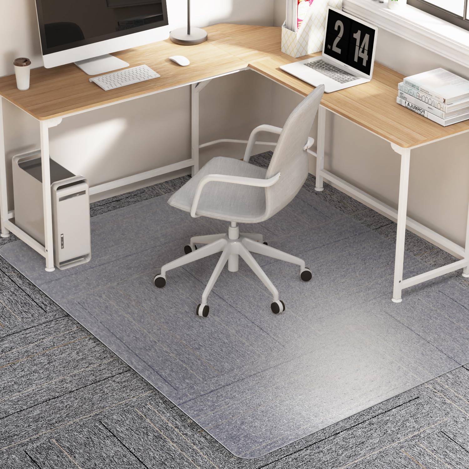 Desk Chair Mat for Carpet, 46"x 60" Anti-Slip Waterproof Plastic Rolling Chair Floor Mat for Home Office, Clear Heavy Duty Easy Glide Computer Chair Mat, Carpet Protector Mat for Office Chair