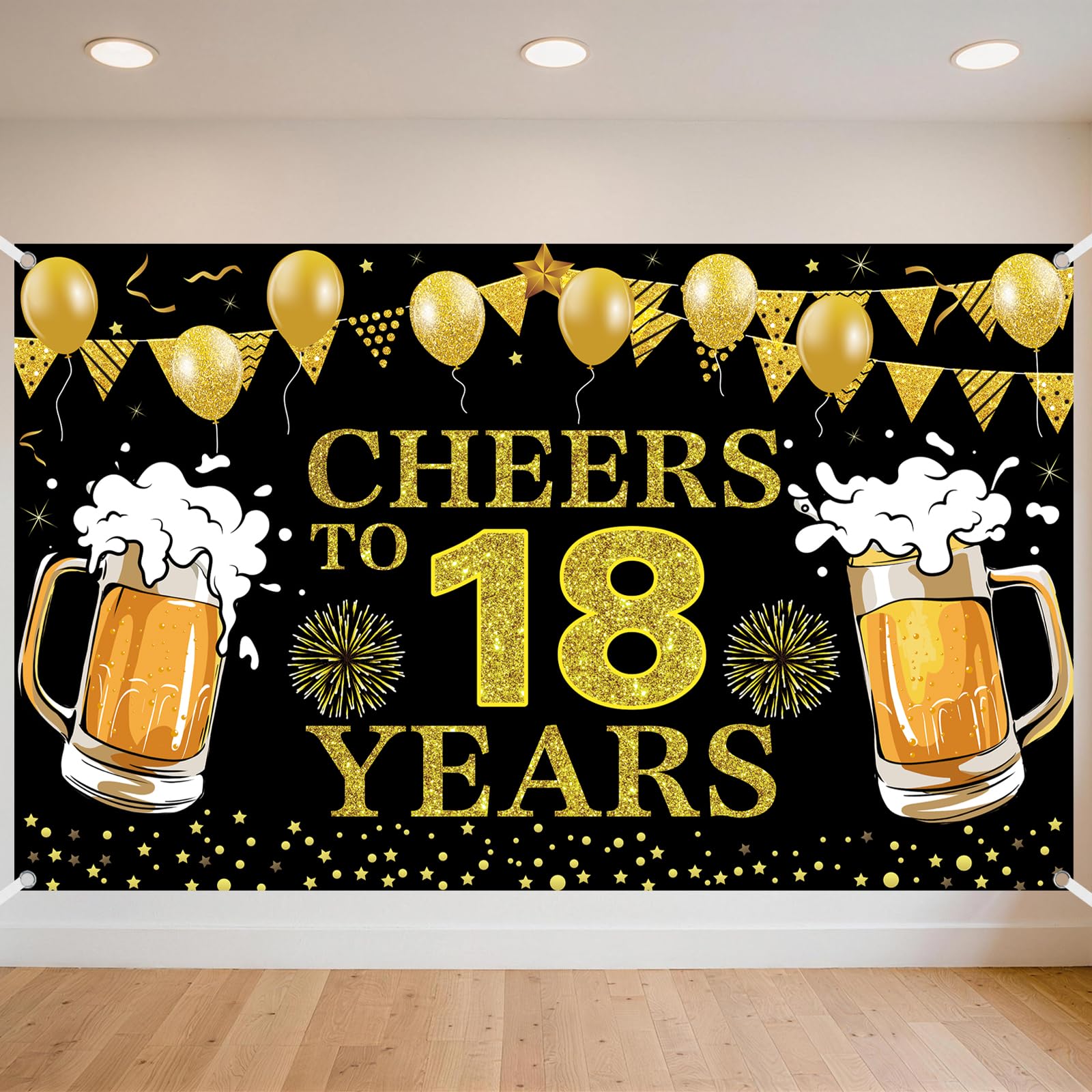18th Birthday Decoration Backdrop, Happy Birthday Backdrop 180x110cm, Sign Poster Photo Background Banners for Party Supplies Anniversaries Celebrations Events