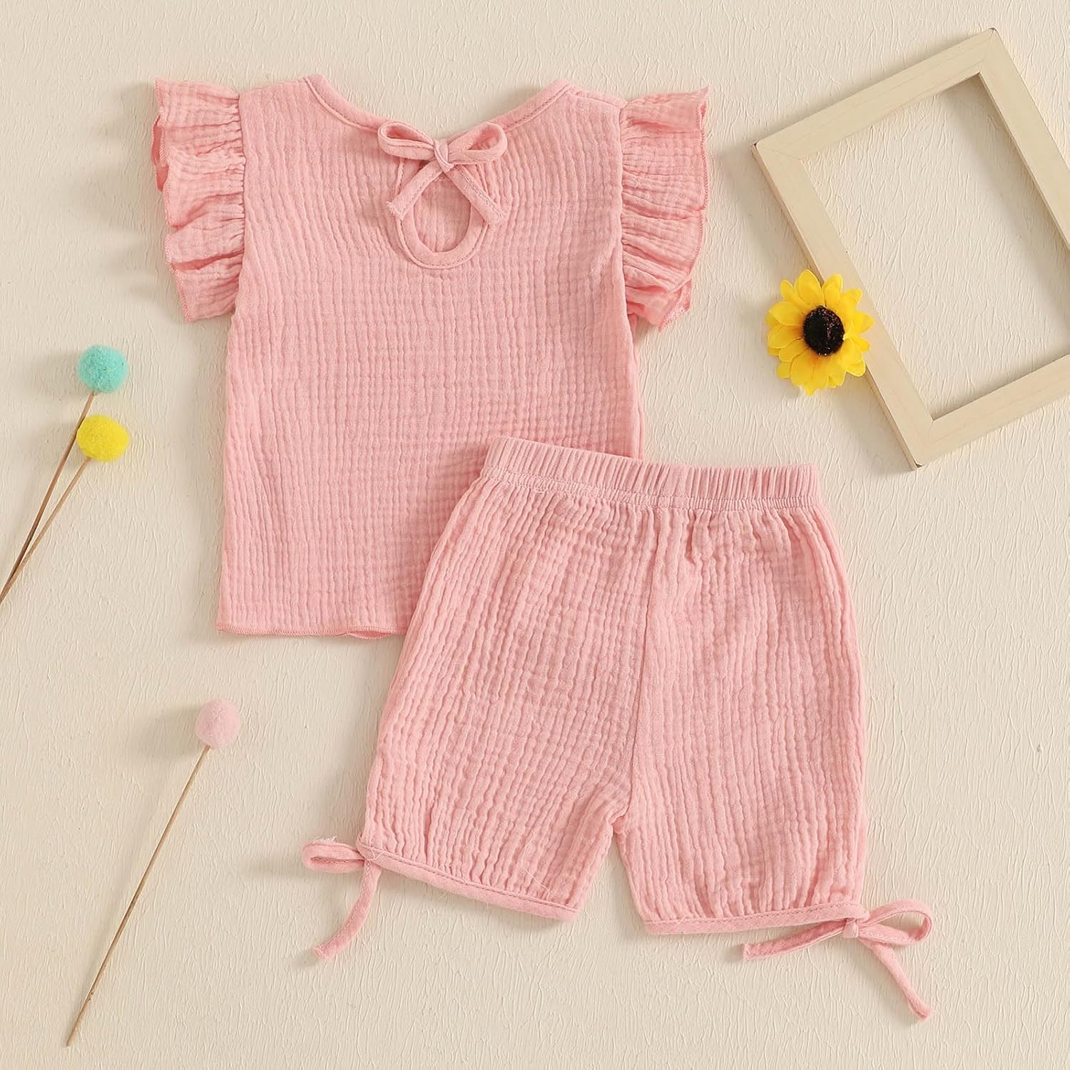 TheFound Toddler Girl Summer Outfit Floral Print Sleeveless Crew Neck Vest Tops Lace Trim Shorts Newborn Baby Clothes 1-4T - Image 6