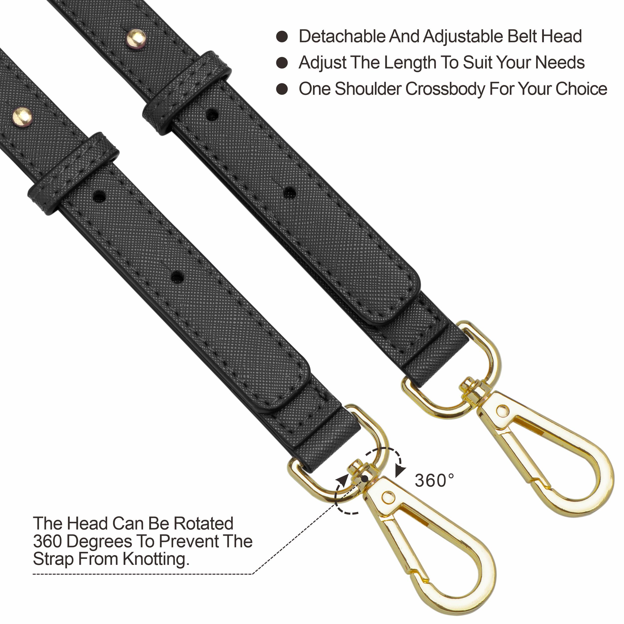 Nefelibata Purse Strap,Leather Purse Straps Replacement Crossbody,Retro Personalized Crossbody Bag Straps with Customized Metal Buckle for Handbag,Shoulder Bags(Mystery Black)