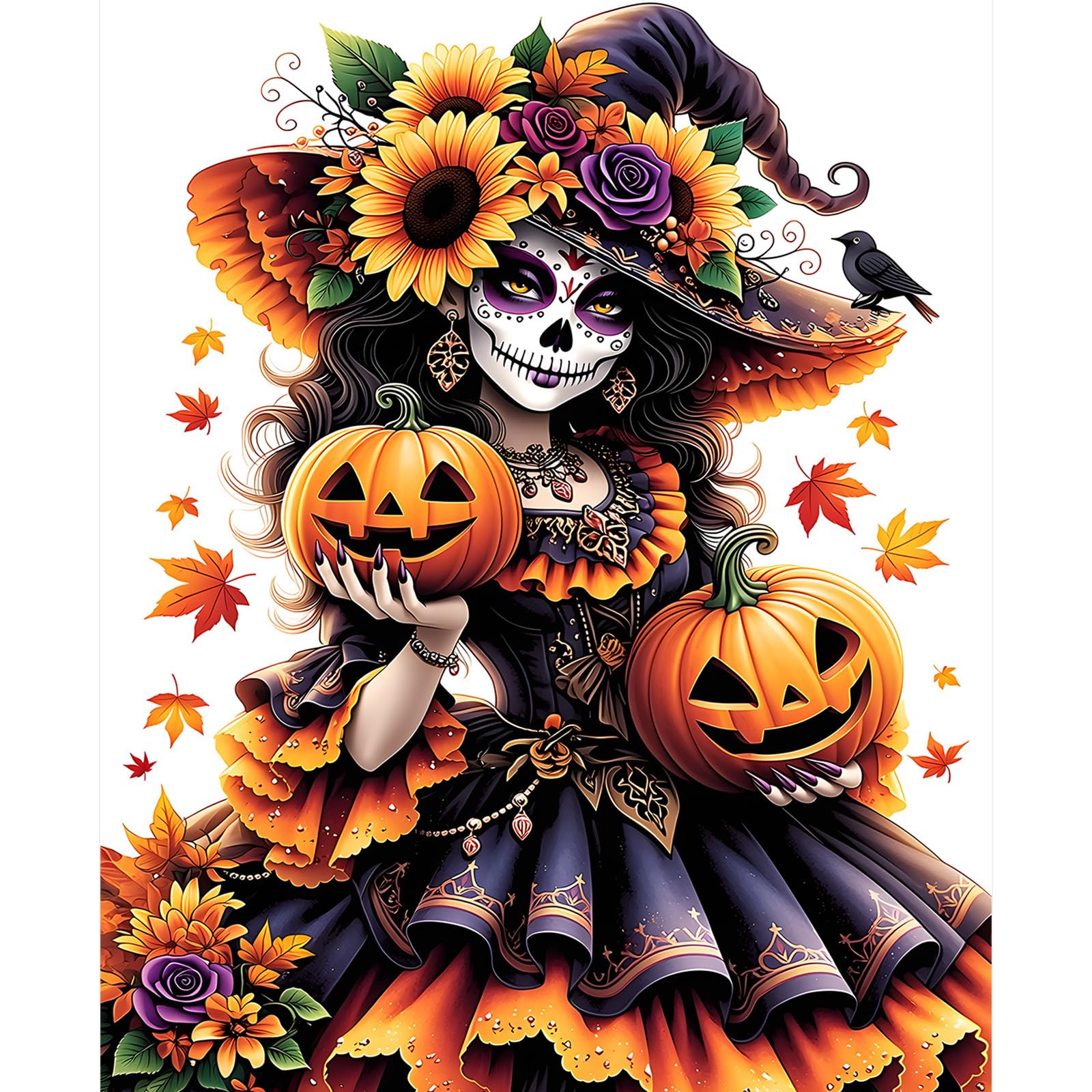 NEWENMO Female Skull Paint by Numbers Kits Hand Painted Oil Painting
