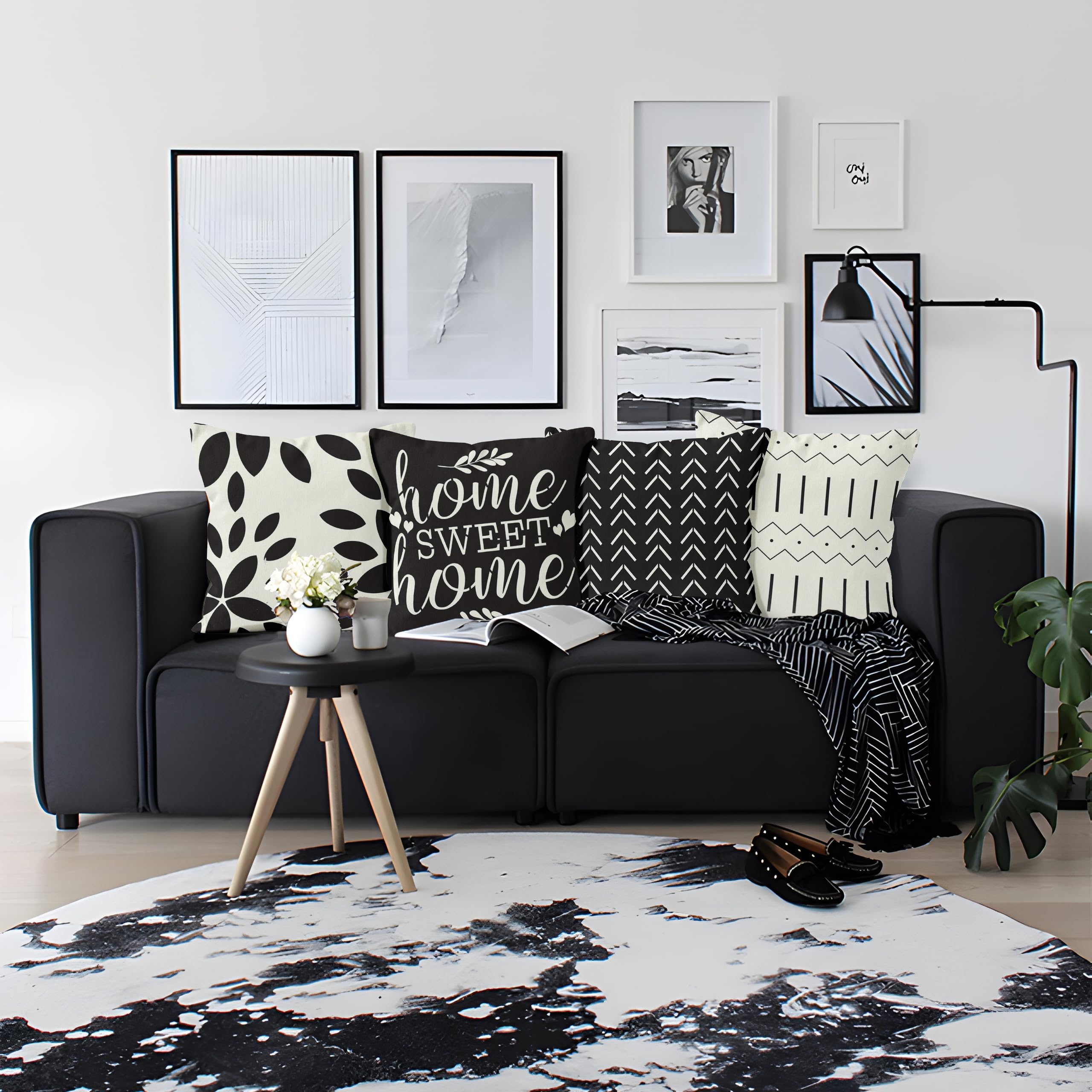 Set Di 4 Federe Geometriche Blu 45x45 Cm - Morbide, Con Cerniera, Solo Fodere