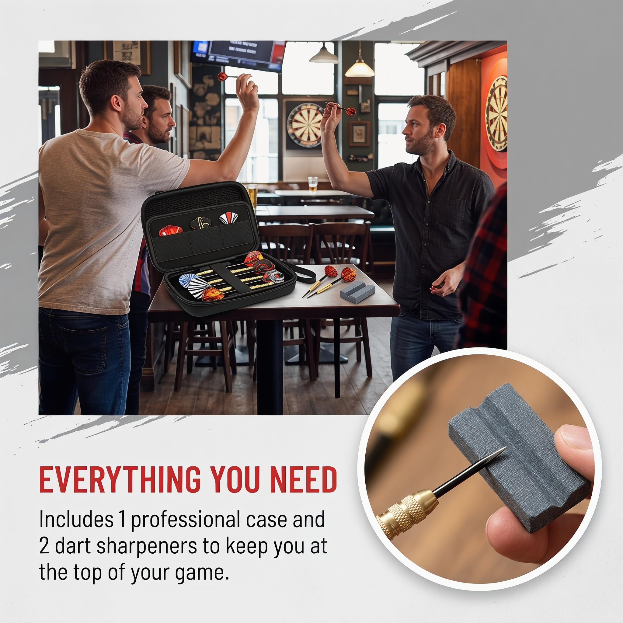 Estuche para Dardos EVA Rígido, Bolsa para Dardos con 2 Afiladores, Caja Protectora 6Dardos Punta Acero y Plástico, Funda Transporte para Dardo, Organizador para DardosPuntas Portátil