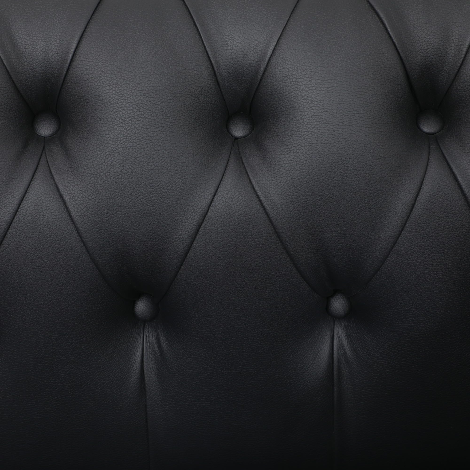 HOMCOM Divano 2 Posti Stile Chesterfield in Finta Pelle, Divanetto da Salotto Trapuntato con Braccioli e Imbottitura Spessa, Sofà con Gambe in Legno di Gomma per Soggiorno e Ufficio, Nero