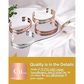 Feraco Copper Bracelet for Women, Ultra Strength Magnetic Bracelets, 99.99% Pure Copper Cuff Bangle with 3500 Gauss Neodymium Magnets, Adjustable, Vintage Flower Collection