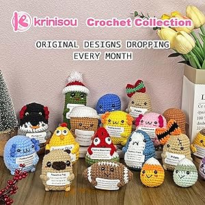 Krinisou Positive Animals Watermelon Gifts, Crocheted Emotional Inspirational Fruit, Funny Mini Crochet Encouragement Gift for Women Her Friends