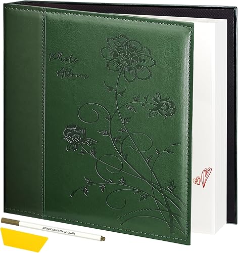 Artmag Álbum de fotos autoadhesivo para fotos de 3 x 5, 4 x 6, 5 x 7, 8 x 10, 60 páginas, cubierta de cuero, álbum magnético de bricolaje para