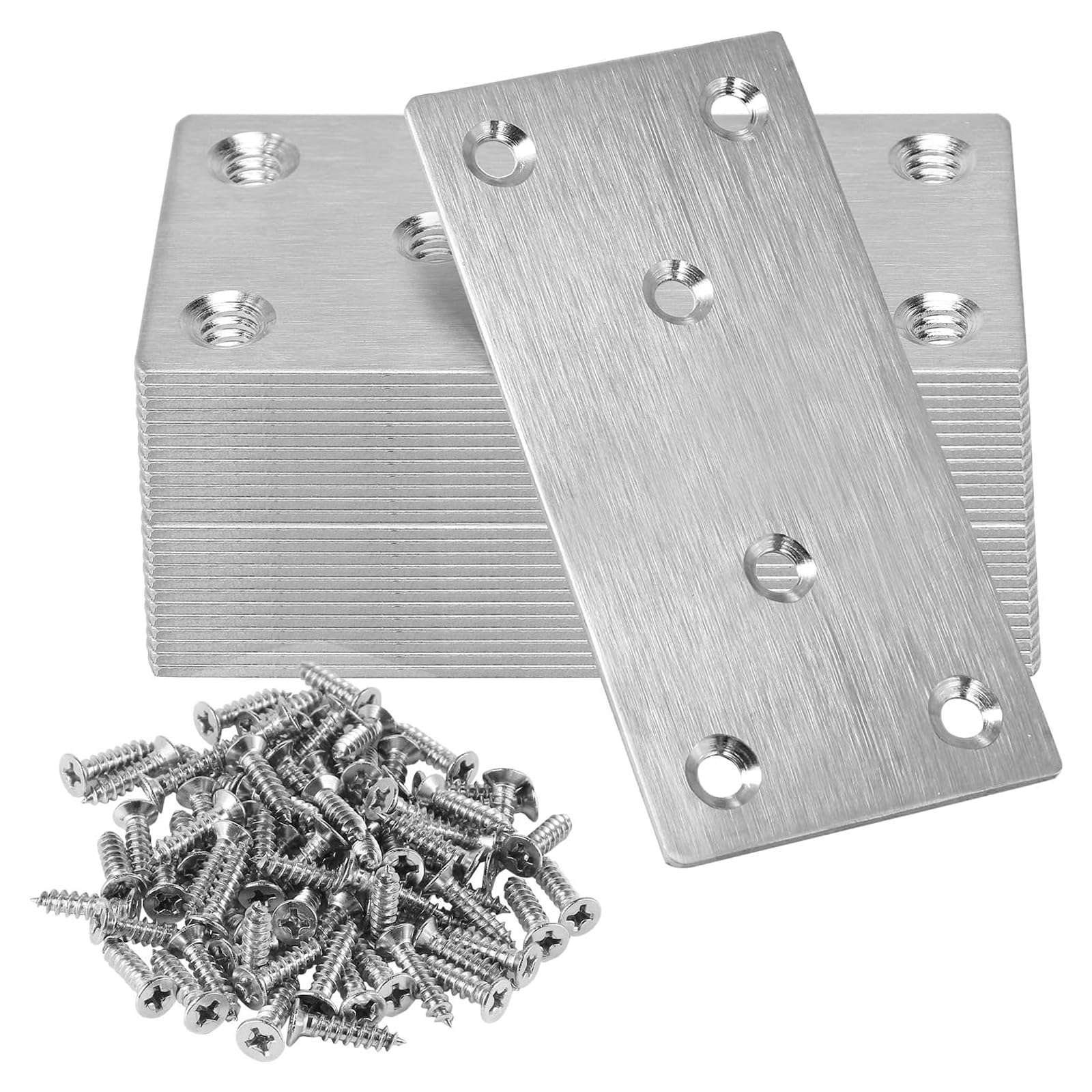 20Pcs Flat Mending Plate Metal Straight Brace Stainless Steel Fixed Angles Brackets Repair Joining Fixing Bracket Metal Straight Brace