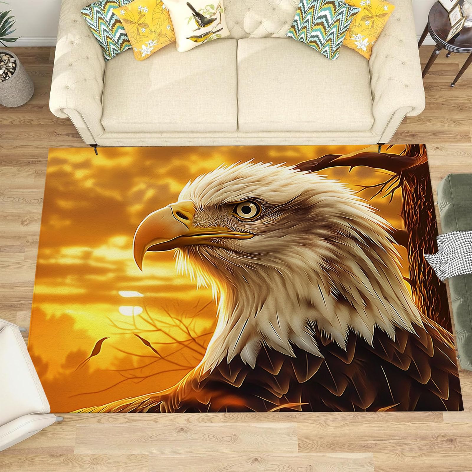 Vista Della Fauna Selvatica Tappeti Soggiorno Camera Da Letto – Tramonto Tappeti Antiscivolo – Moderno Morbido Pelo Corto Peluche 150X210Cm Tappeto - Non Perde Pelo Facile Pulire