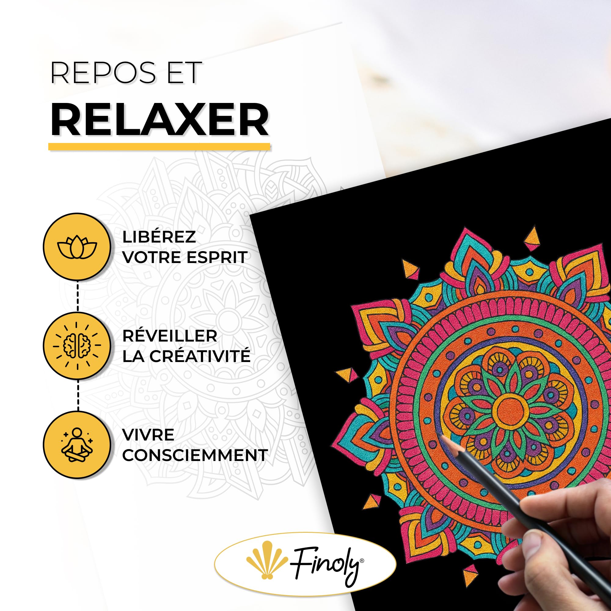Cahier Mandalas Anti-Stress Adultes | 30 Designs | Papier Premium A4 | Reliure Spirale