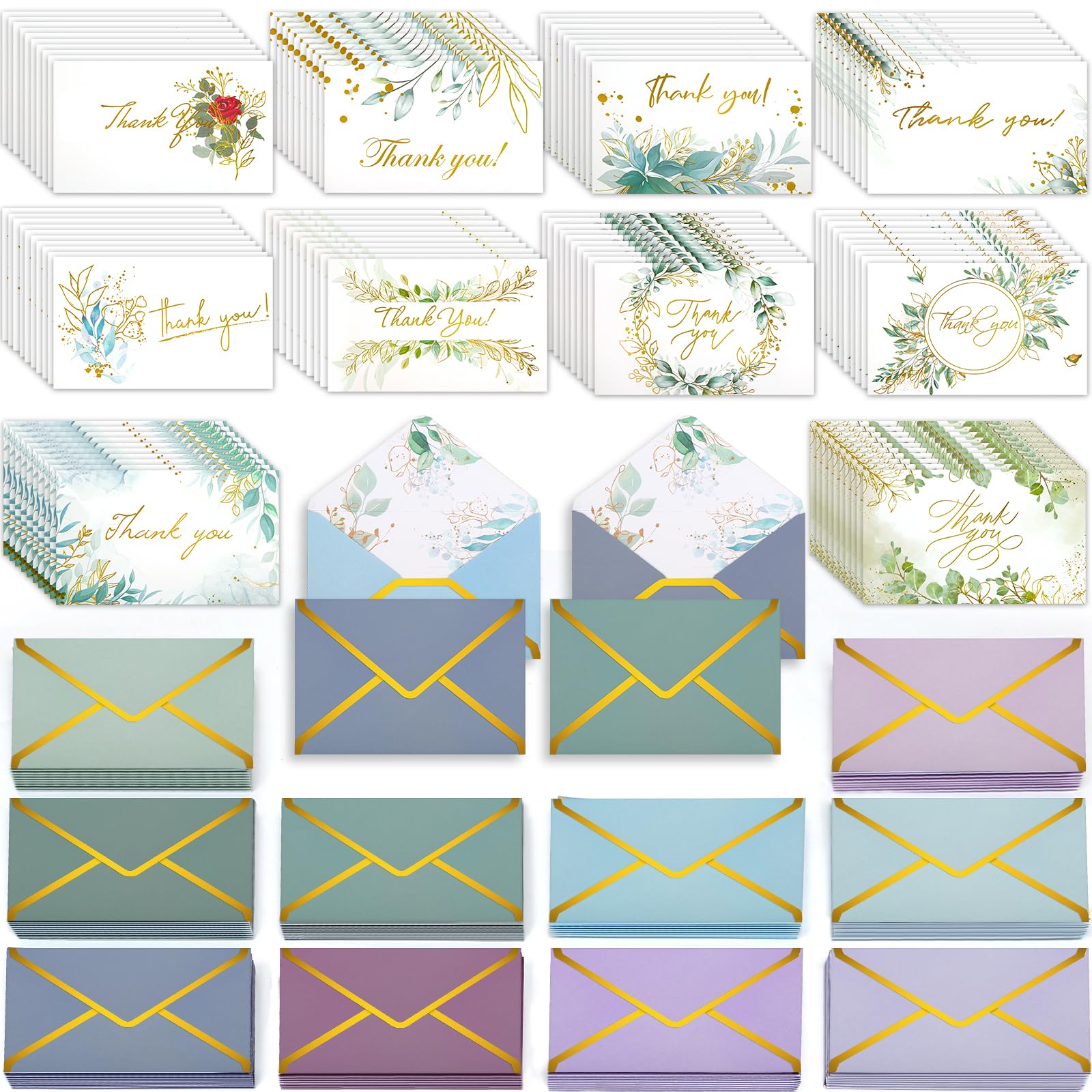 VNS Creations - Paquete De 100 Tarjetas De Agradecimiento De Boda De 4 X 6 Pulgadas, Tarjetas De Agradecimiento De Boda Con Sobres Y Pegatinas, De Mr